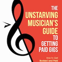 The Unstarving Musician's Podcast (logo), hosted by Roberto R Hernandez (aka Robonzo), The podcast for indie musicians.