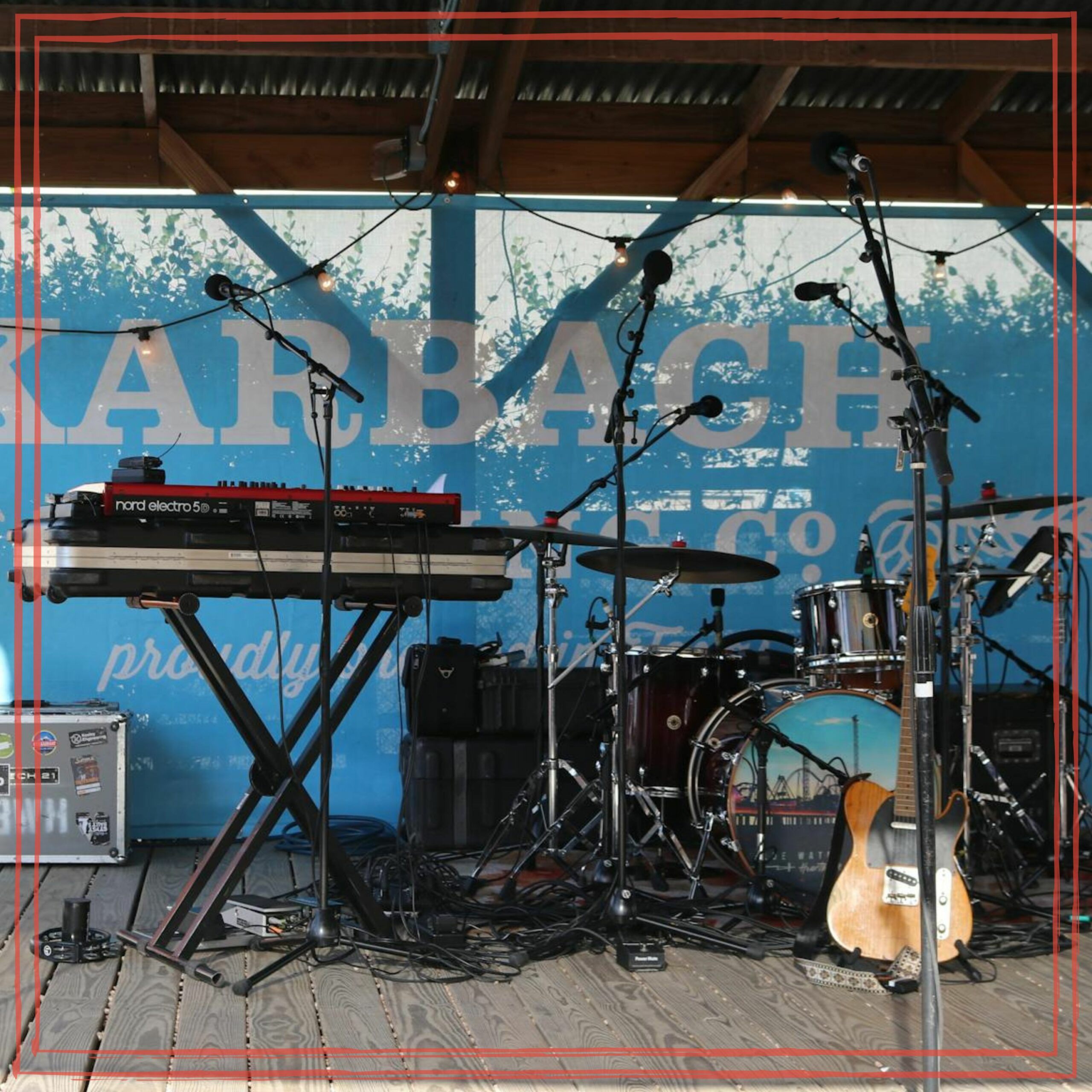 assorted musical instruments on outdoor stage