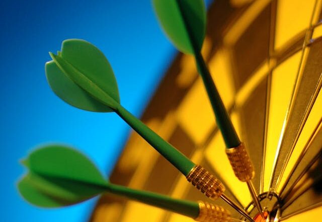 Darts bullseye on a dart board