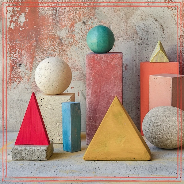 A group of different colored shapes and sizes